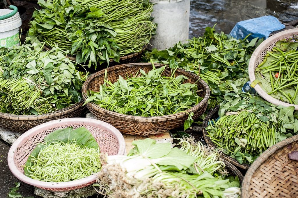 Water spinach and other leafy greens